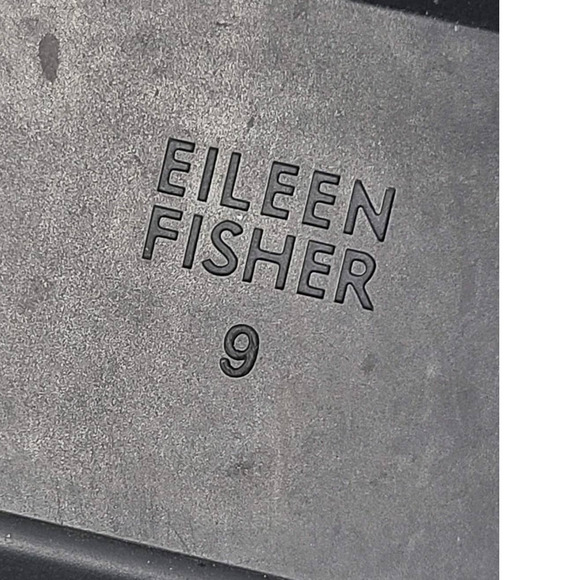 EILEEN FISHER Zola Black Pebbled Leather Platform Wedge Oxford Women's 9 - Picture 11 of 13